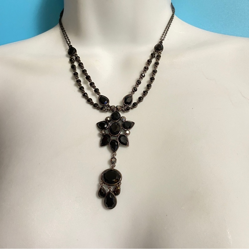 Black Chain Drop Pendant Necklace